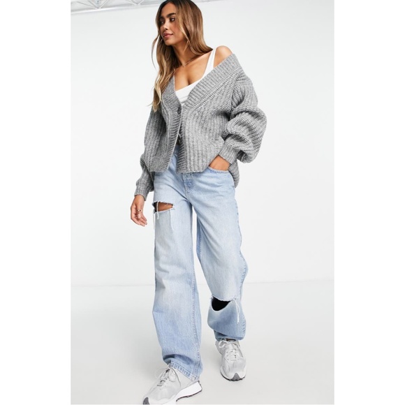 ASOS DESIGN Chunky Rib Stitch Cardigan Gray Size 10 NEW - Picture 1 of 13